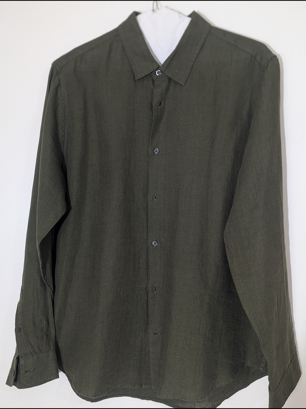 GAP Olive Green Linen Button-Up Shirt